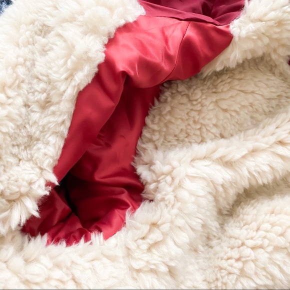 NEW True Religion Parka Fur Sherpa Zip Button Winter Jacket Hooded Coat Maroon - Picture 8 of 10